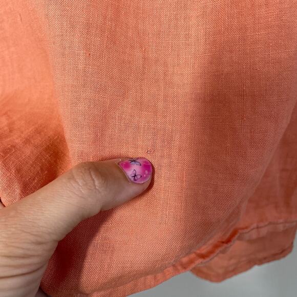 JNY Jones New York Top Women 2X Light Orange Linen Popover Classic Coastal Lagen - Picture 5 of 7